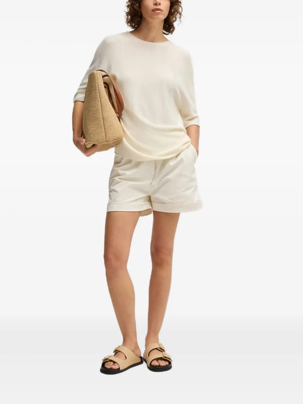  Boss Pleated-pocket Shorts - Neutrals 