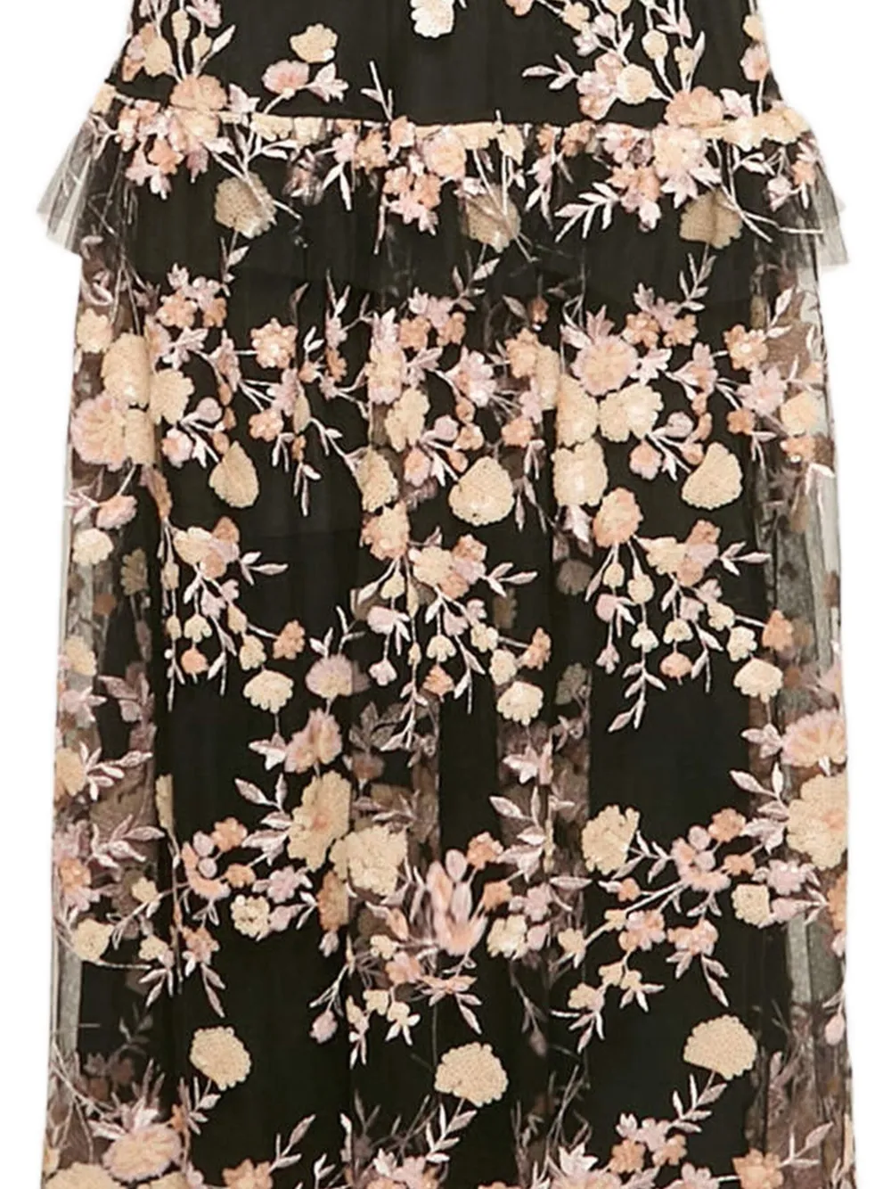 Self-Portrait Pre-owned tulen maxi-jurk met bloemenpatroon - Zwart