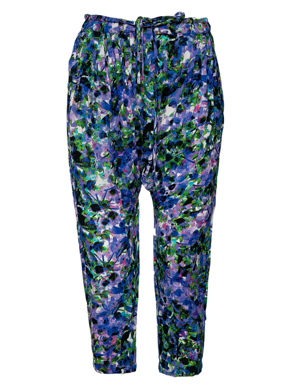 Pre-owned Roberto Cavalli Vintage Draped Abstract-print Trousers In Purple