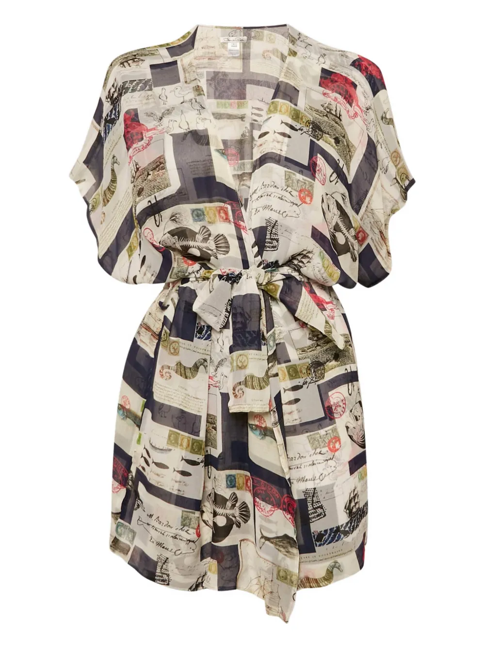Oscar de la Renta Pre-Owned Postage Fish シルクトップ - ニュートラル Oscar de la Renta Pre-Owned Postage Fish シルクトップ - ニュートラル