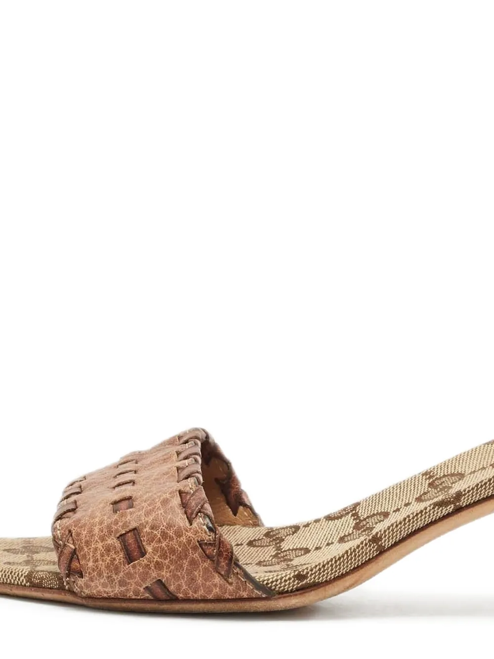 Gucci Pre-Owned 60 mm leren gevlochten sandalen - Bruin