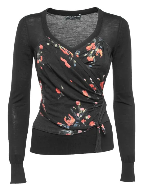 Dolce & Gabbana Pre-Owned floral-print knot-detail jumper 