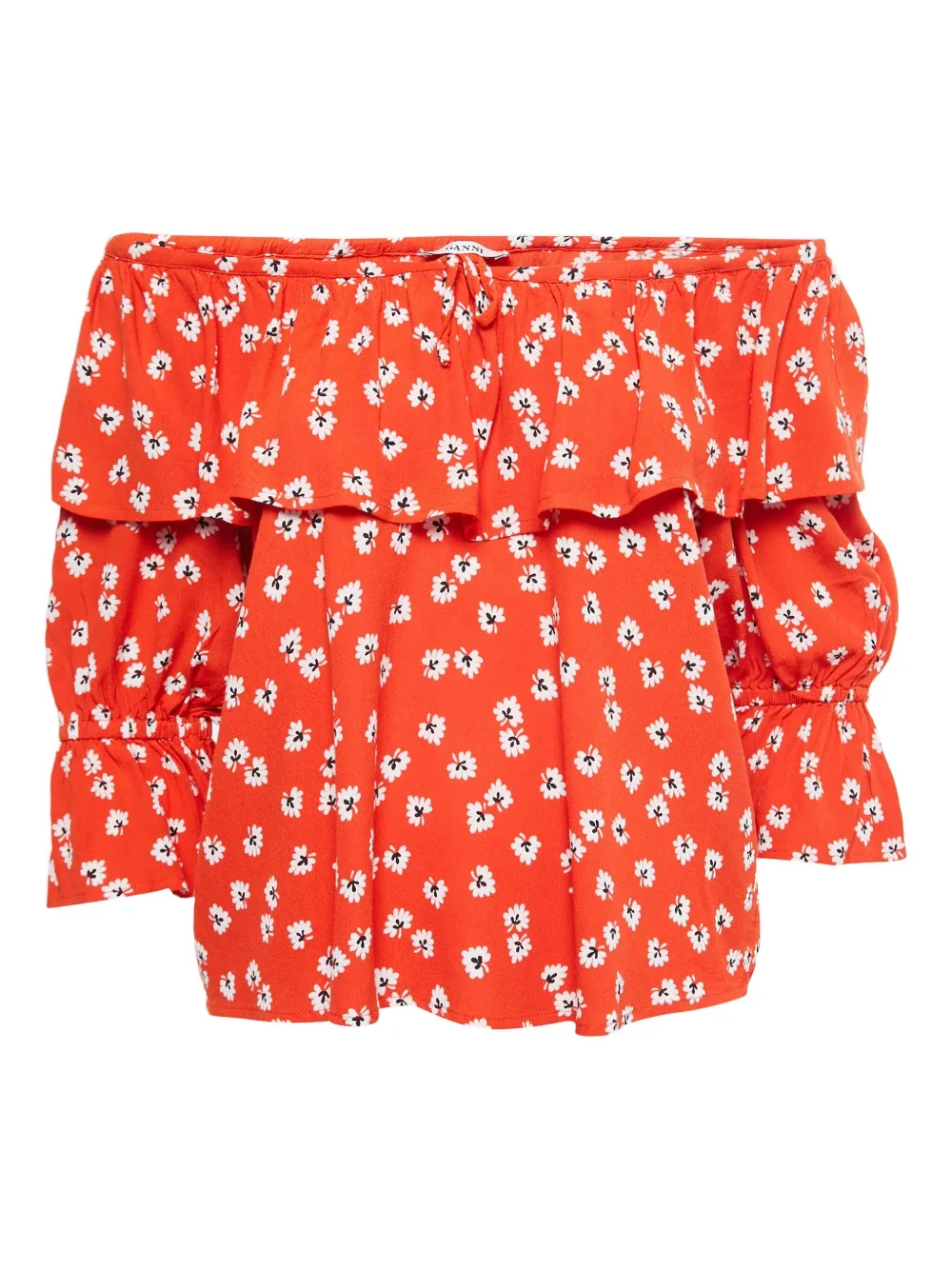 GANNI floral-print ruffle top | Orange | Image 1