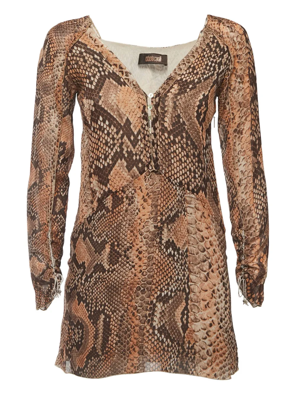Roberto Cavalli Vintage snake-print mini dress - Brown