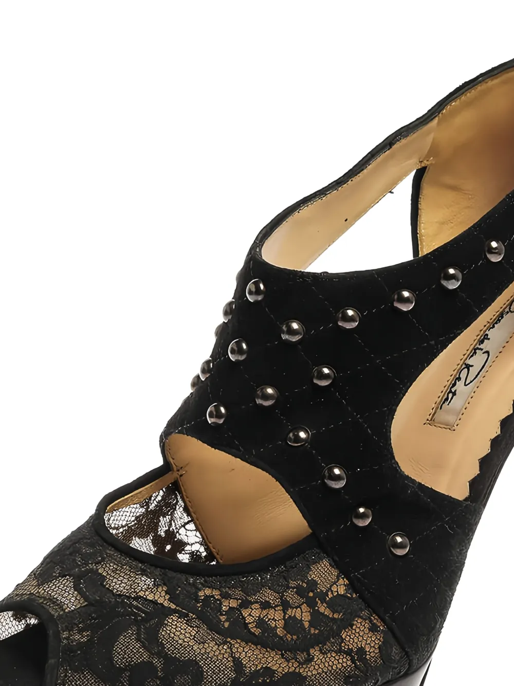 Oscar de la Renta Pre-Owned Sandalen met plateauzool en kant - Zwart