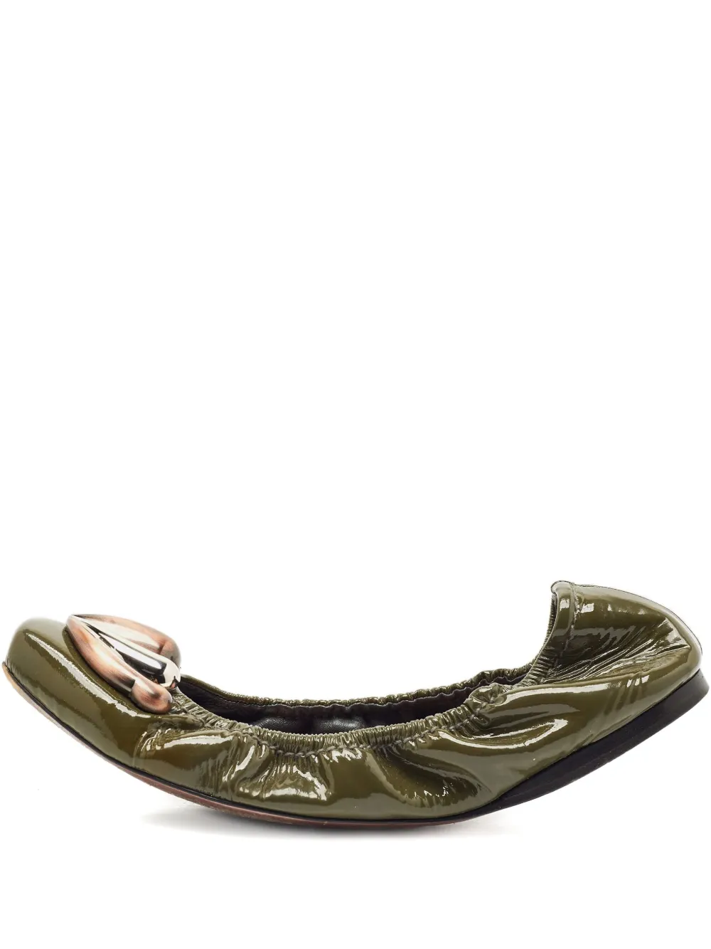 Pre-owned Miu Miu Metal-detail Ballet Flats In Green