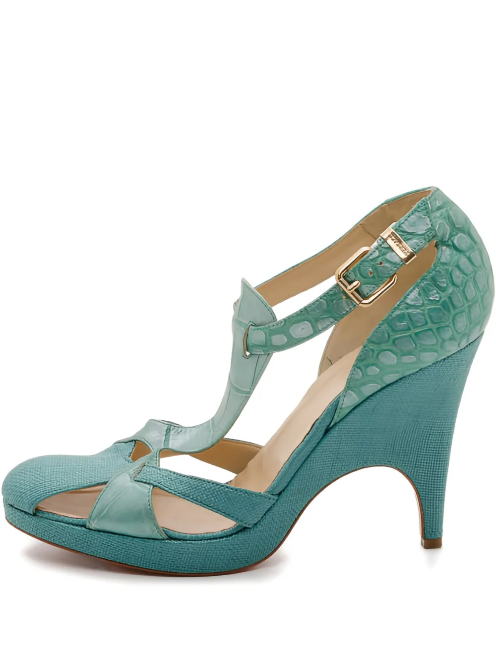 Versace Pre-Owned 2024 Wedge-Sandalen mit Kroko-Prägung - Blau