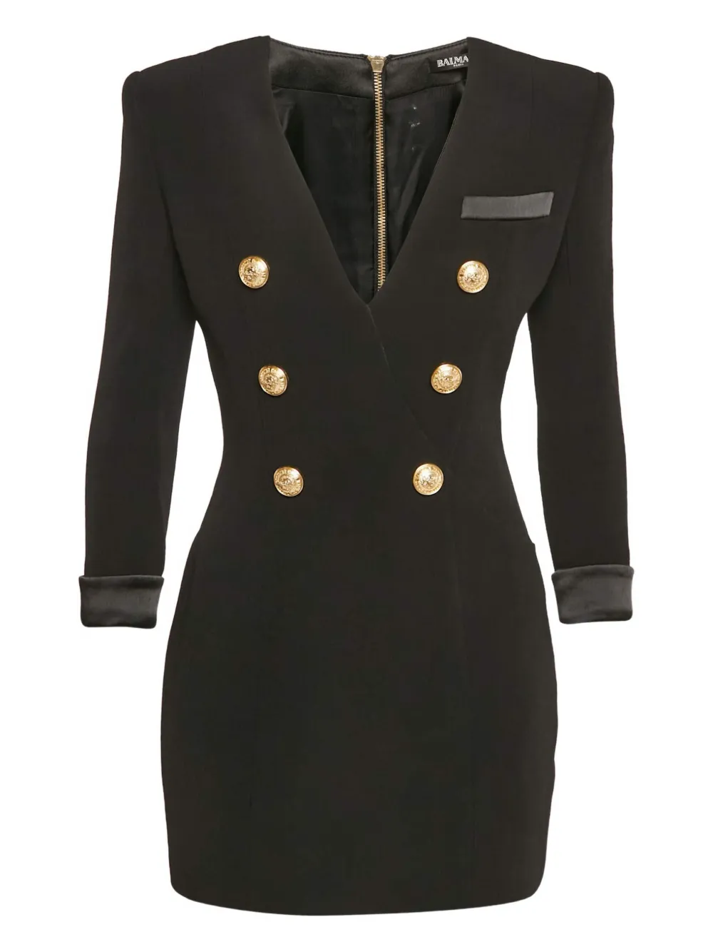 Pre-owned Balmain Crepe-texture Mini Dress In Black