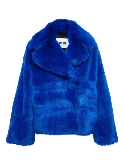 MSGM faux-fur long-sleeved jacket