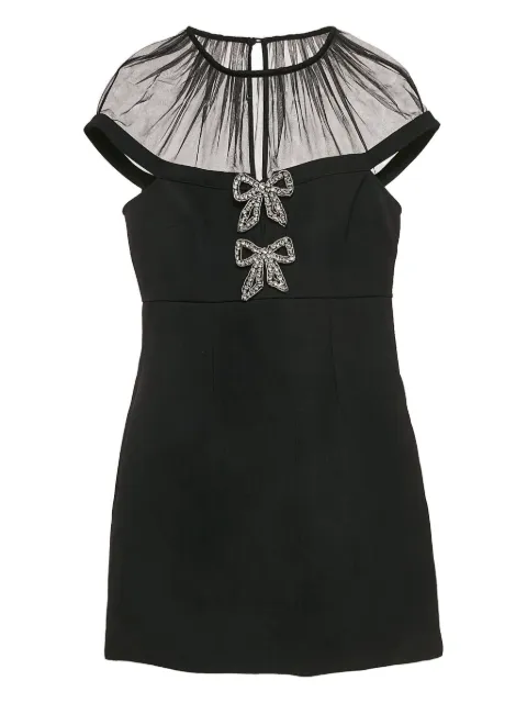 Self-Portrait mesh-panelled bow-detail dress