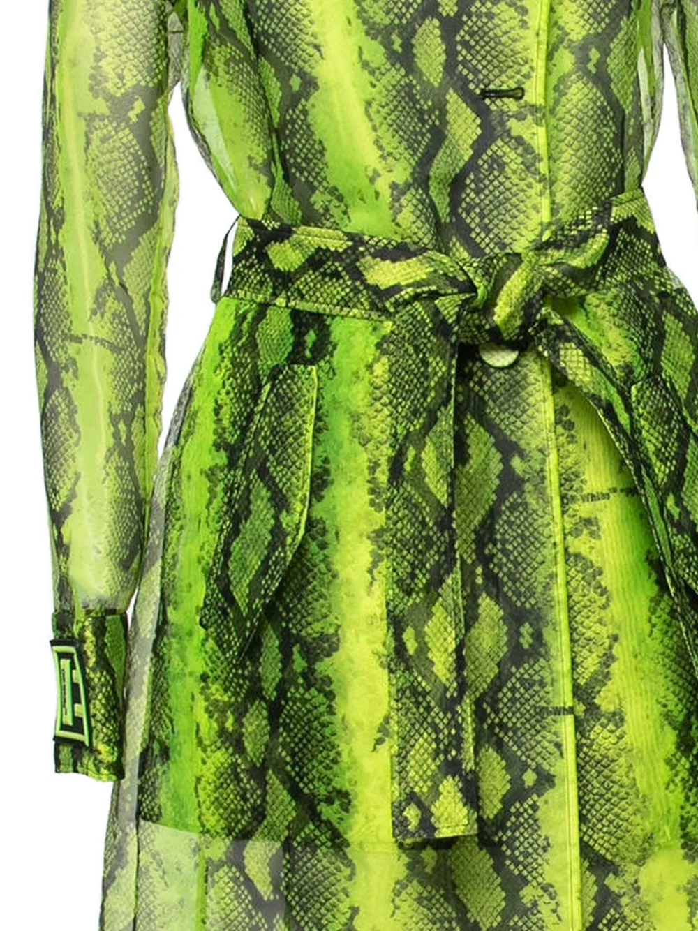 Off-White Pre-Owned Trenchcoat met slangenprint - Groen