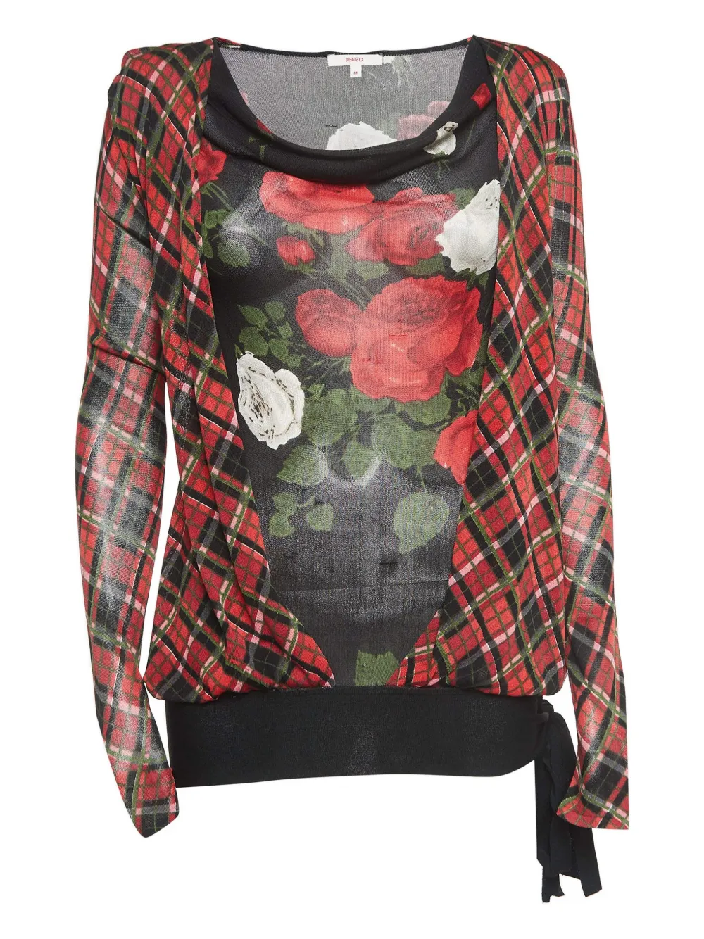 Kenzo Pre-Owned plaid rose-print top | Black | Image 1