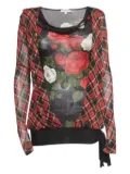 Kenzo Pre-Owned plaid rose-print top - Black