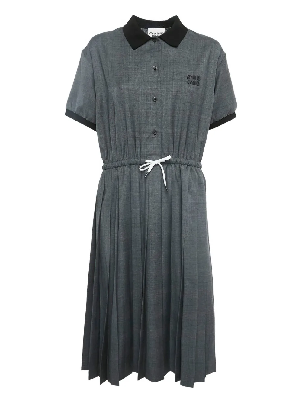 Pre-owned Miu Miu Pleated Polo Dress In Gray