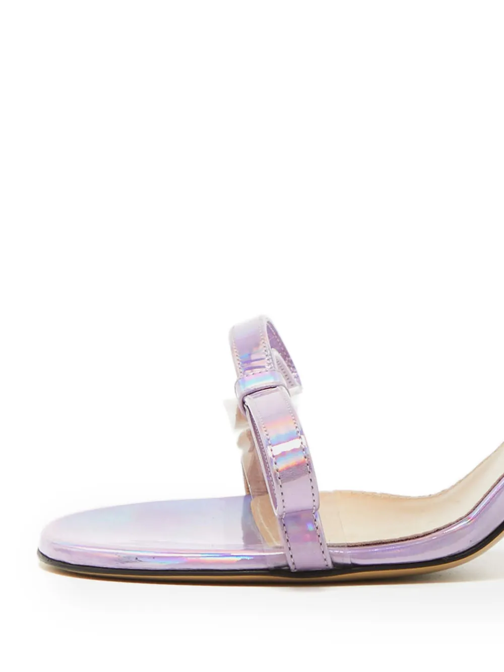 Pre-owned Mach&mach 90mm Iridescent Bow Sandals In Purple