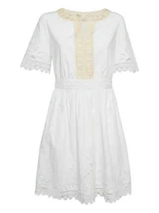 green emerald velvet dress TORY BURCH White w/ Blue Size Large Short Dress