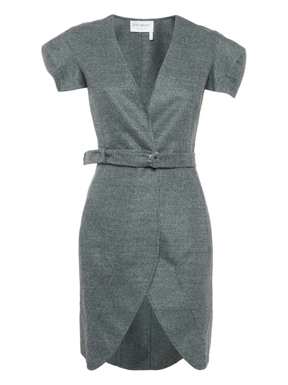 Saint Laurent Pre-Owned belted V-neck mini dress | Grey | Image 1