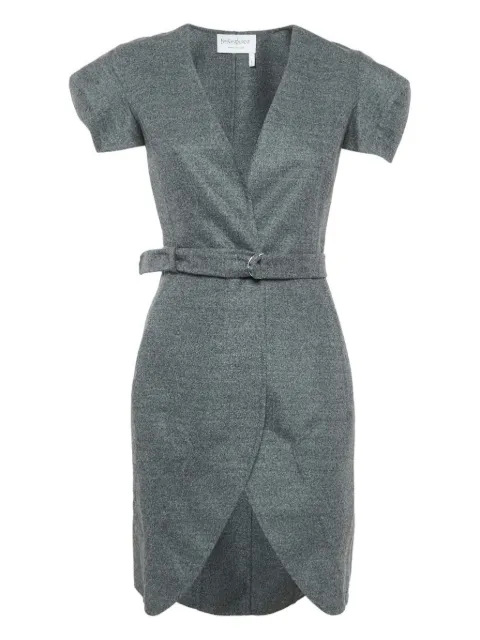Saint Laurent Pre-Owned belted V-neck mini dress