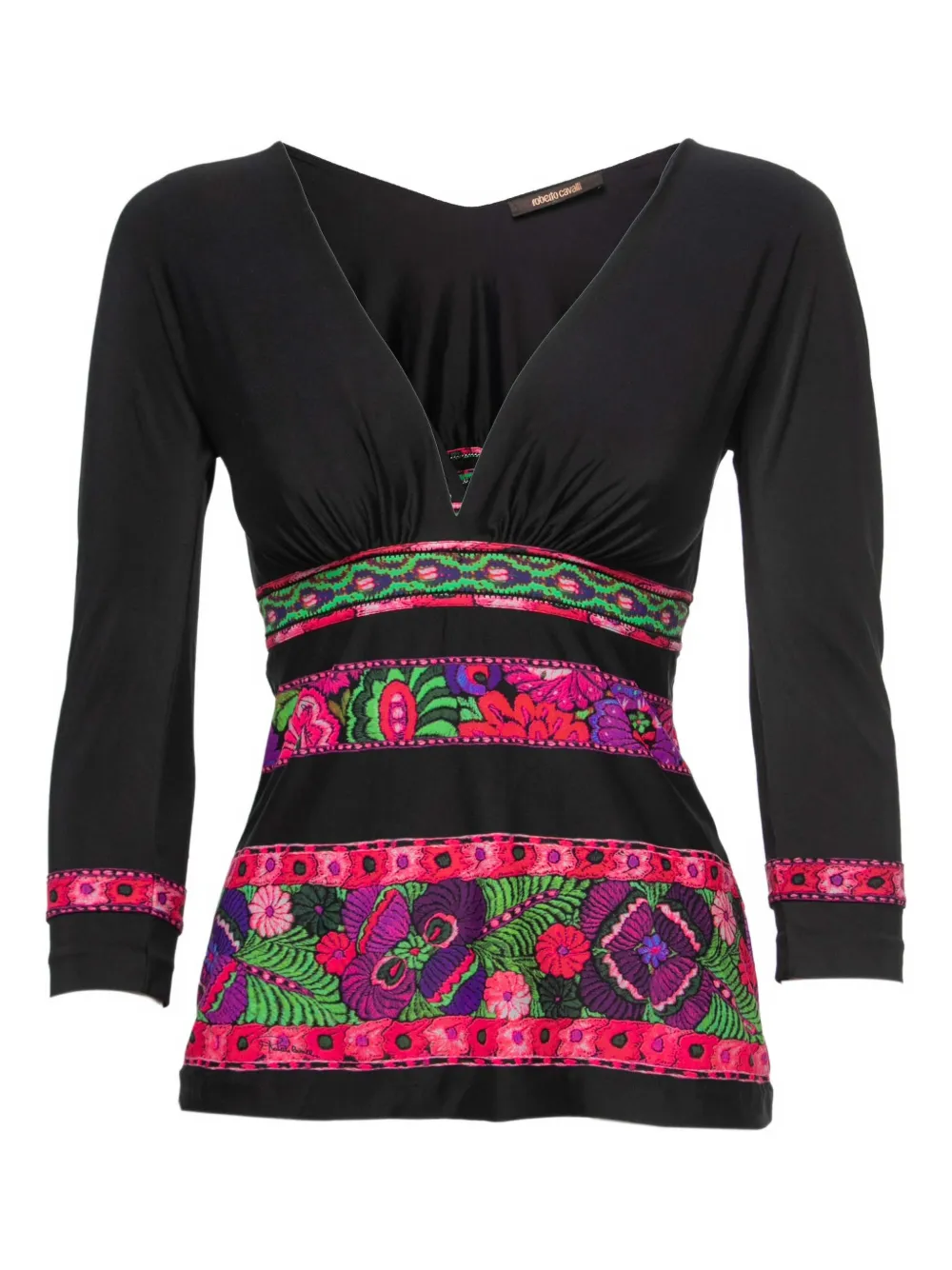 Roberto Cavalli Vintage 2023 floral-embroidered top | Black | Image 1