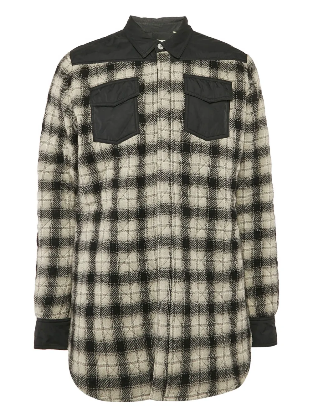 Pre-owned Off-white Plaid Quilted Shirt Jacket In Black