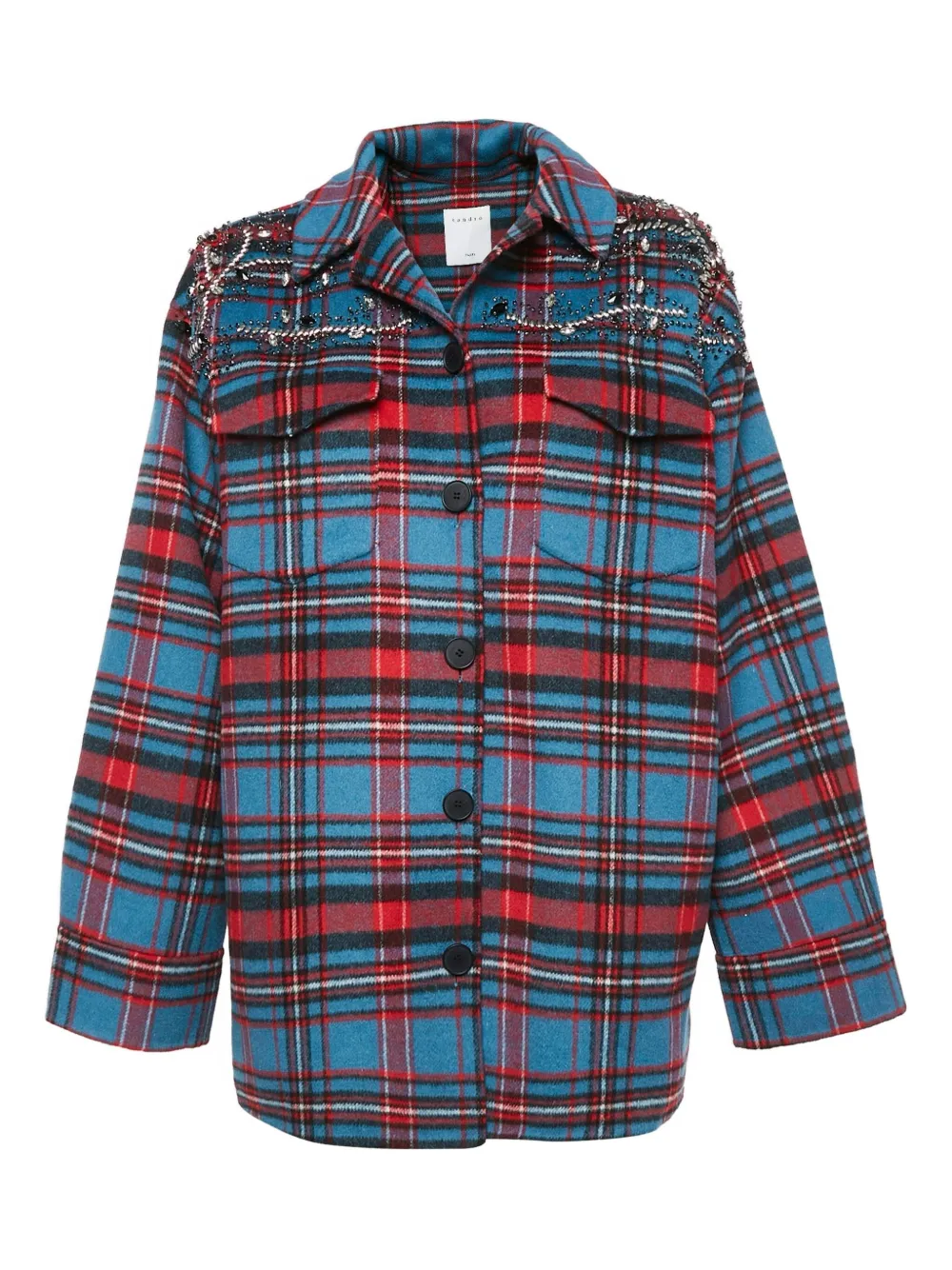 Pre-owned Sandro Check-print Shirt In Blue