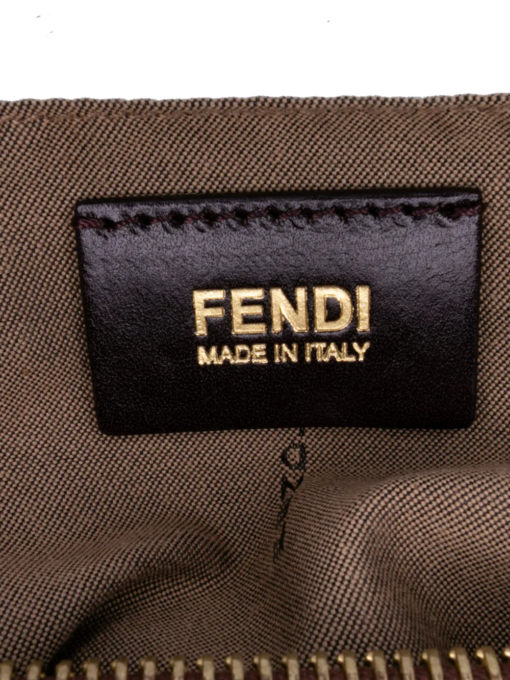 Pre-owned Fendi 2010-2025 Small Zucchino Coated Canvas Charm Zip Crossbody Bag In Brown
