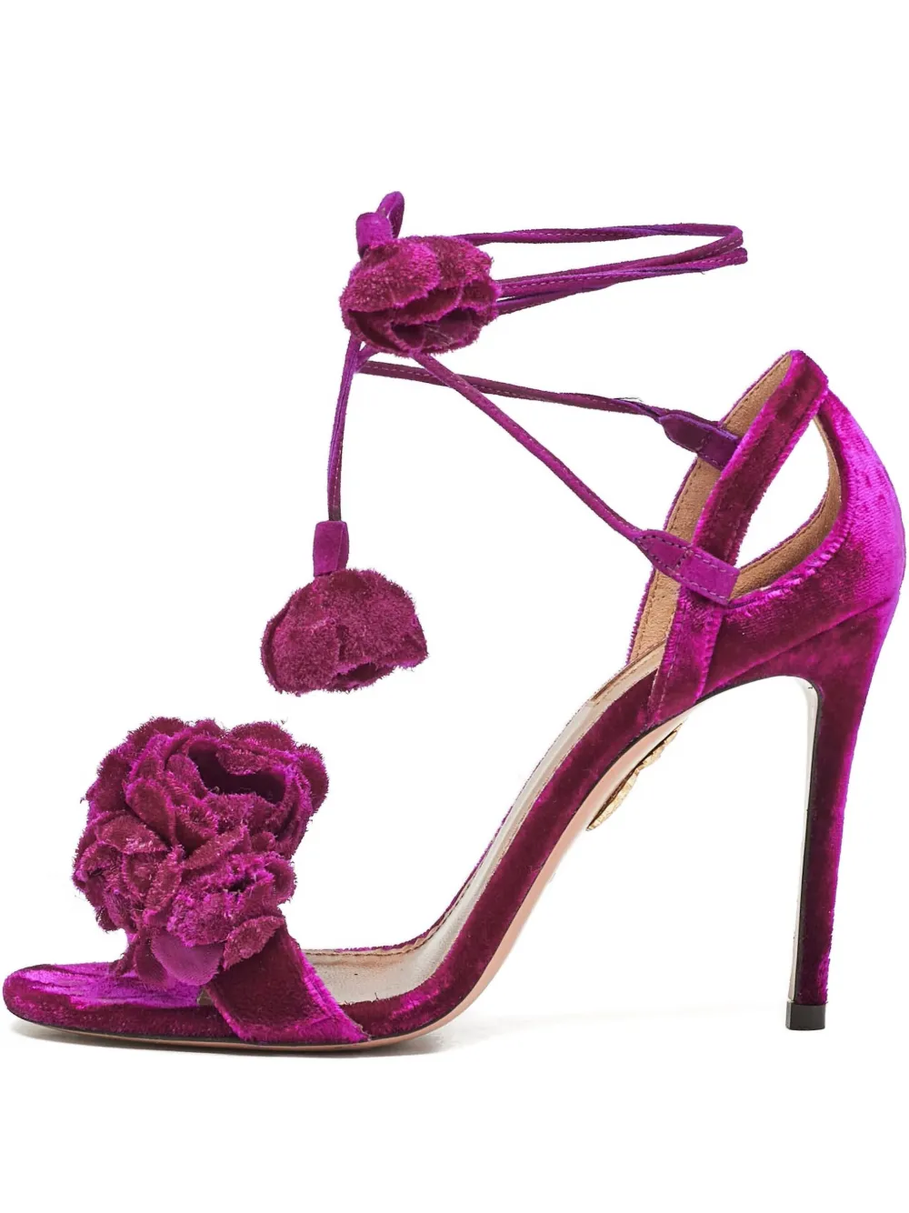 Pre-owned Aquazzura  100mm Velvet Sandals In Pink