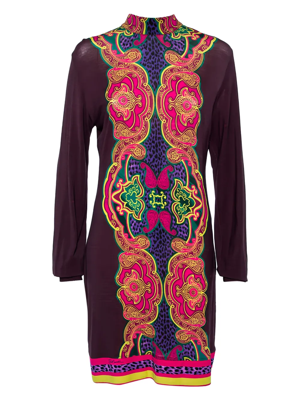 Just Cavalli Vintage ペイズリー ロングスリーブドレス - パープル Just Cavalli Vintage ペイズリー ロングスリーブドレス - パープル