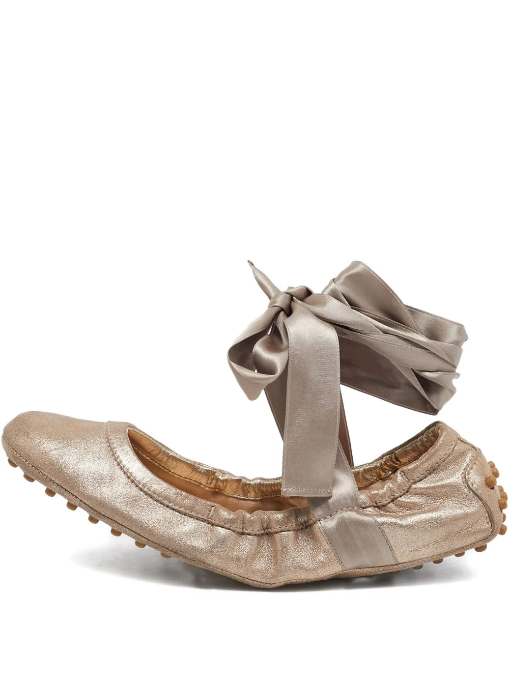Tod's Vintage Pre-owned Nubukleder-Ballerinas mit Schleifenverschluss - Nude