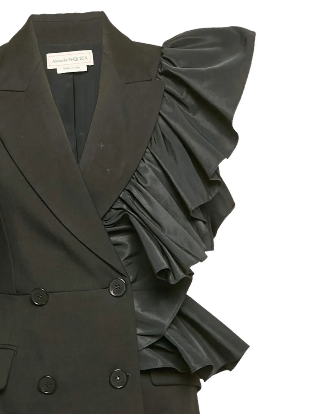 Pre-owned Alexander Mcqueen Ruffled-detail Mini Dress In Black