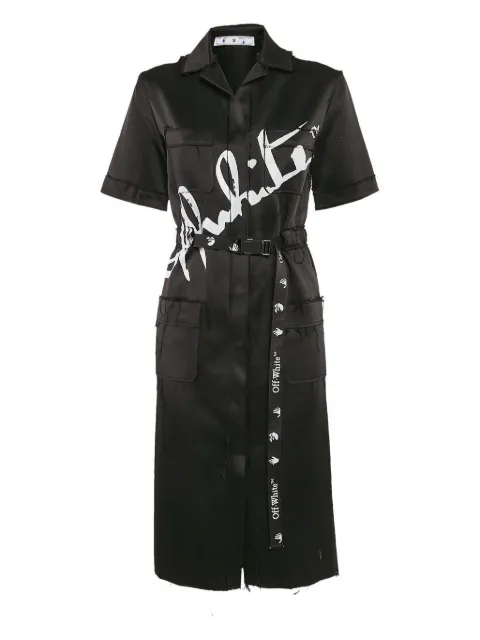 Off-White Pre-Owned satin print belt dress