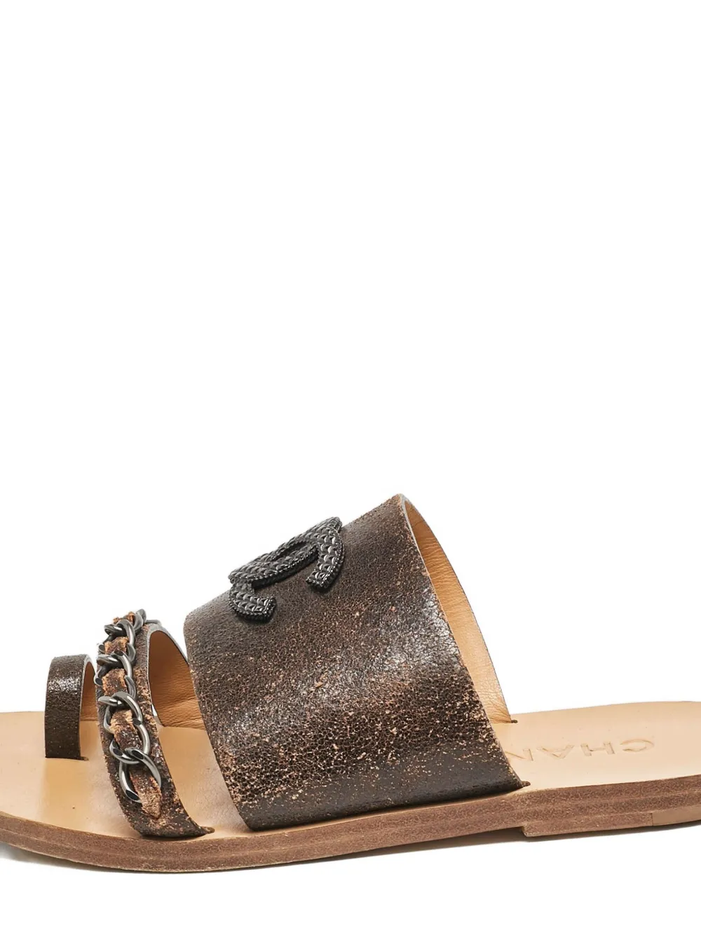 CHANEL Pre-Owned Sandalen met CC-logo - Bruin