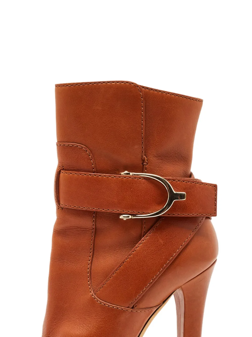 Pre-owned Gucci 130mm Buckle Platform Boots In Brown