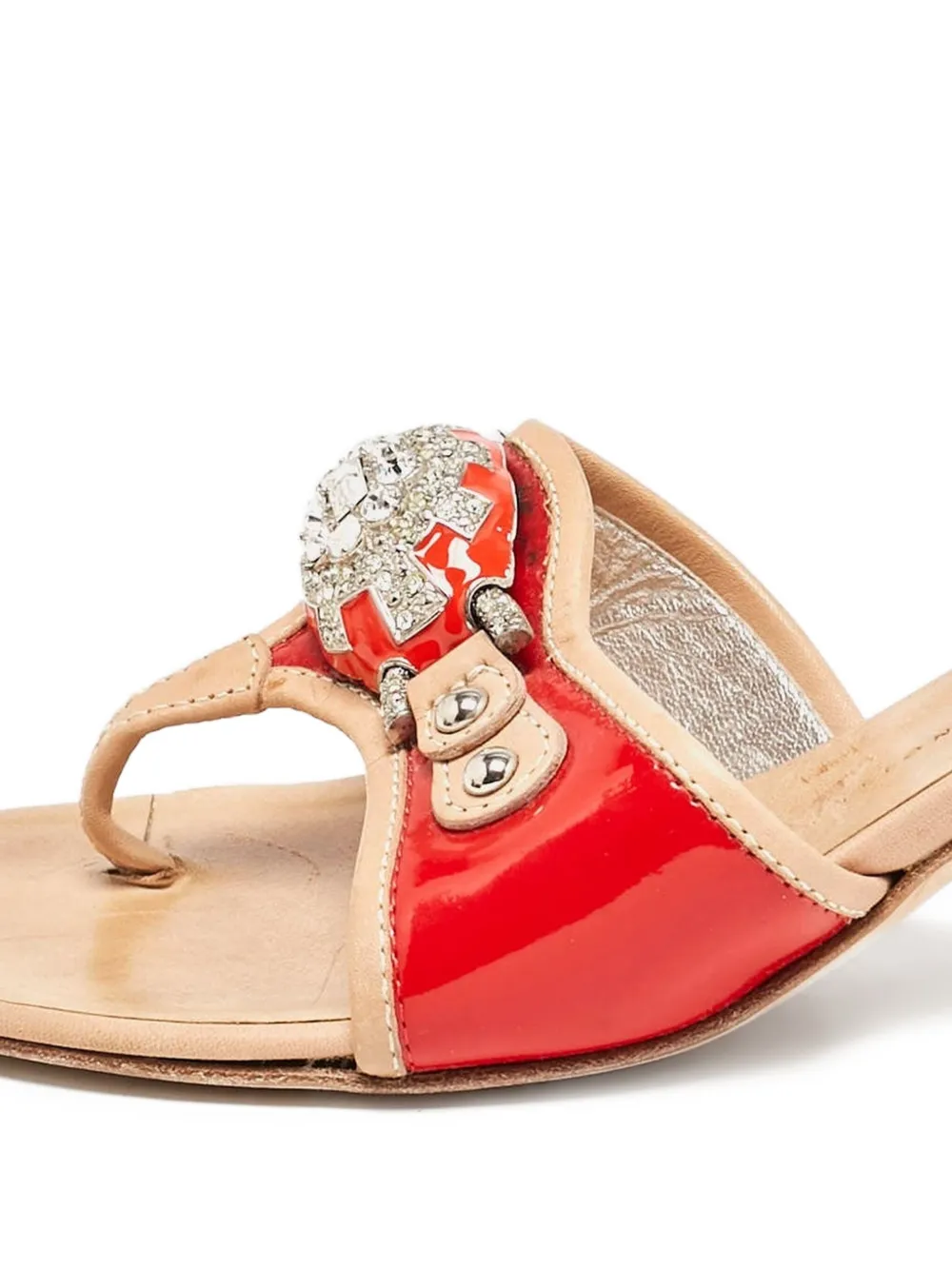 Giuseppe Zanotti Vintage 50 mm slippers verfraaid met kristallen en hak - Rood