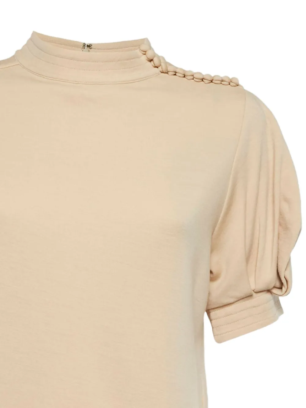 Pre-owned Chloé Puff-sleeve Button-detail Top In Neutral