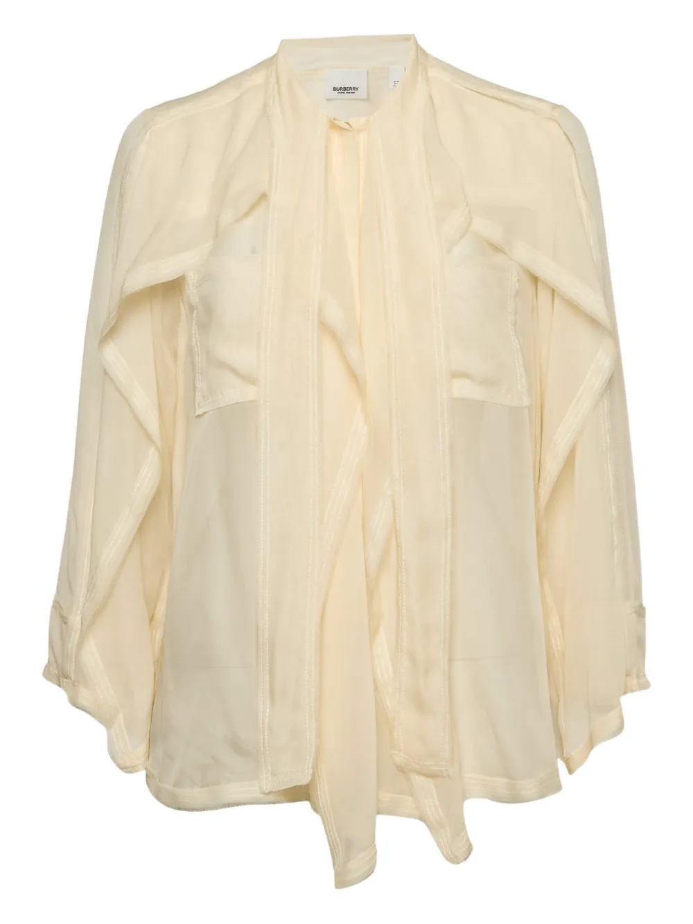 Pre-owned Burberry Raw-edge Silk Shirt In Neutral