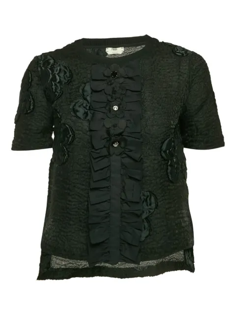 Fendi Pre-Owned floral-embellishments ruffled blouse