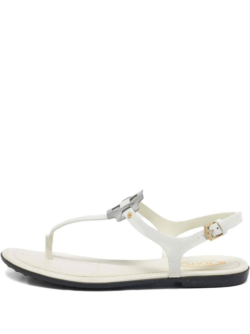 Click to view more detailed imagery on our partner's website Pre-owned Tod's Vintage 2024 Buckle Leather Sandals In White
