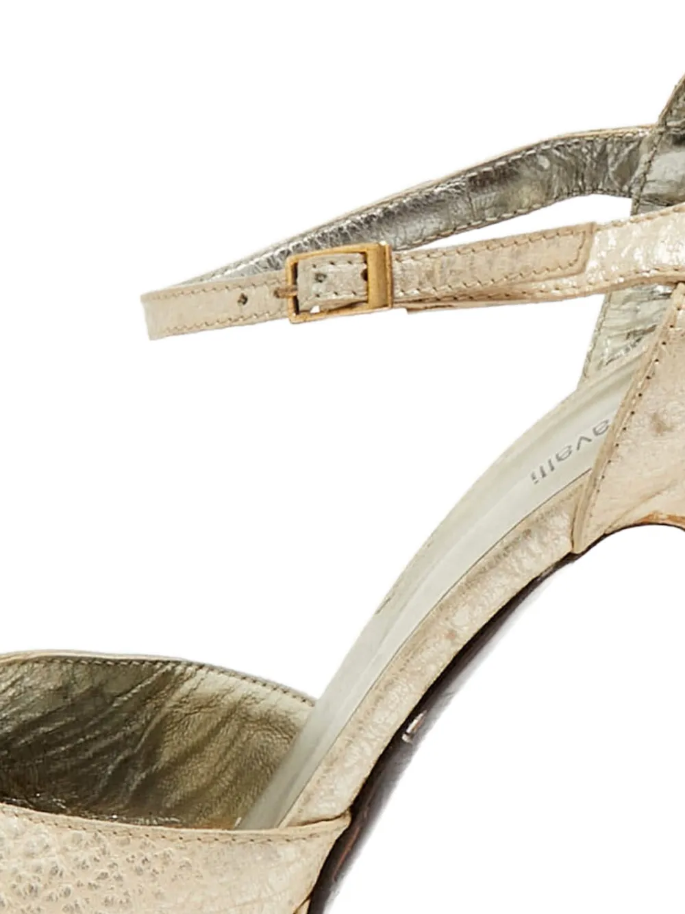Roberto Cavalli Vintage Metallic leren sandalen met enkelbandje - Beige