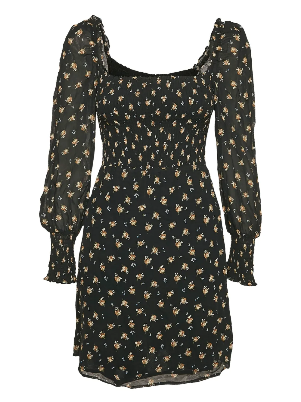 Pre-owned Maje Floral Smocking Dress In Black