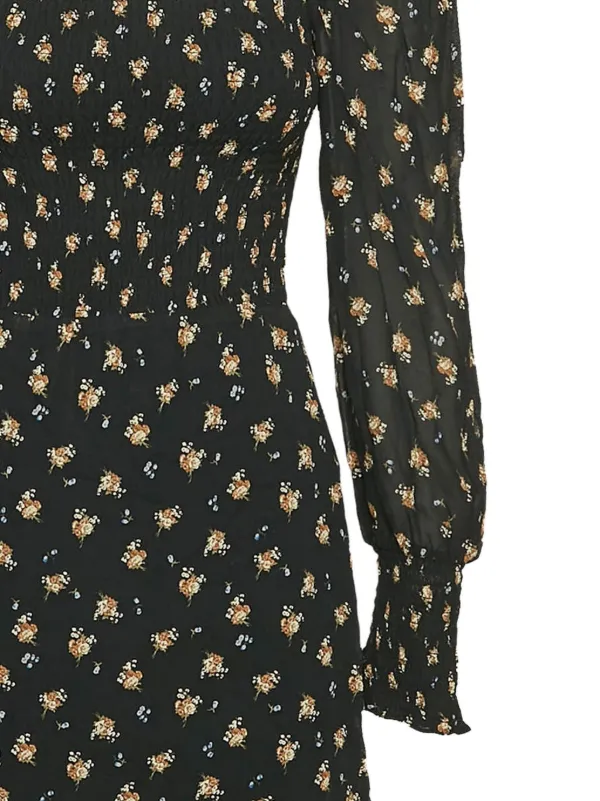 maje black and gold dress Floral Smocking | Maxi dress