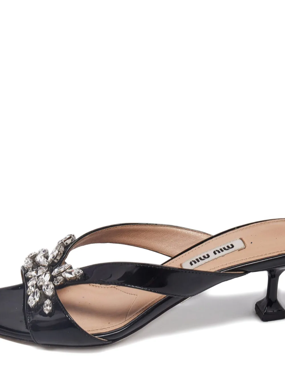 Miu Miu Pre-Owned crystal-embellishment heeled slides | Image 2