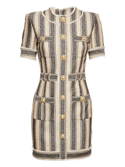 Balmain Pre-Owned 2024 striped buttoned mini dress