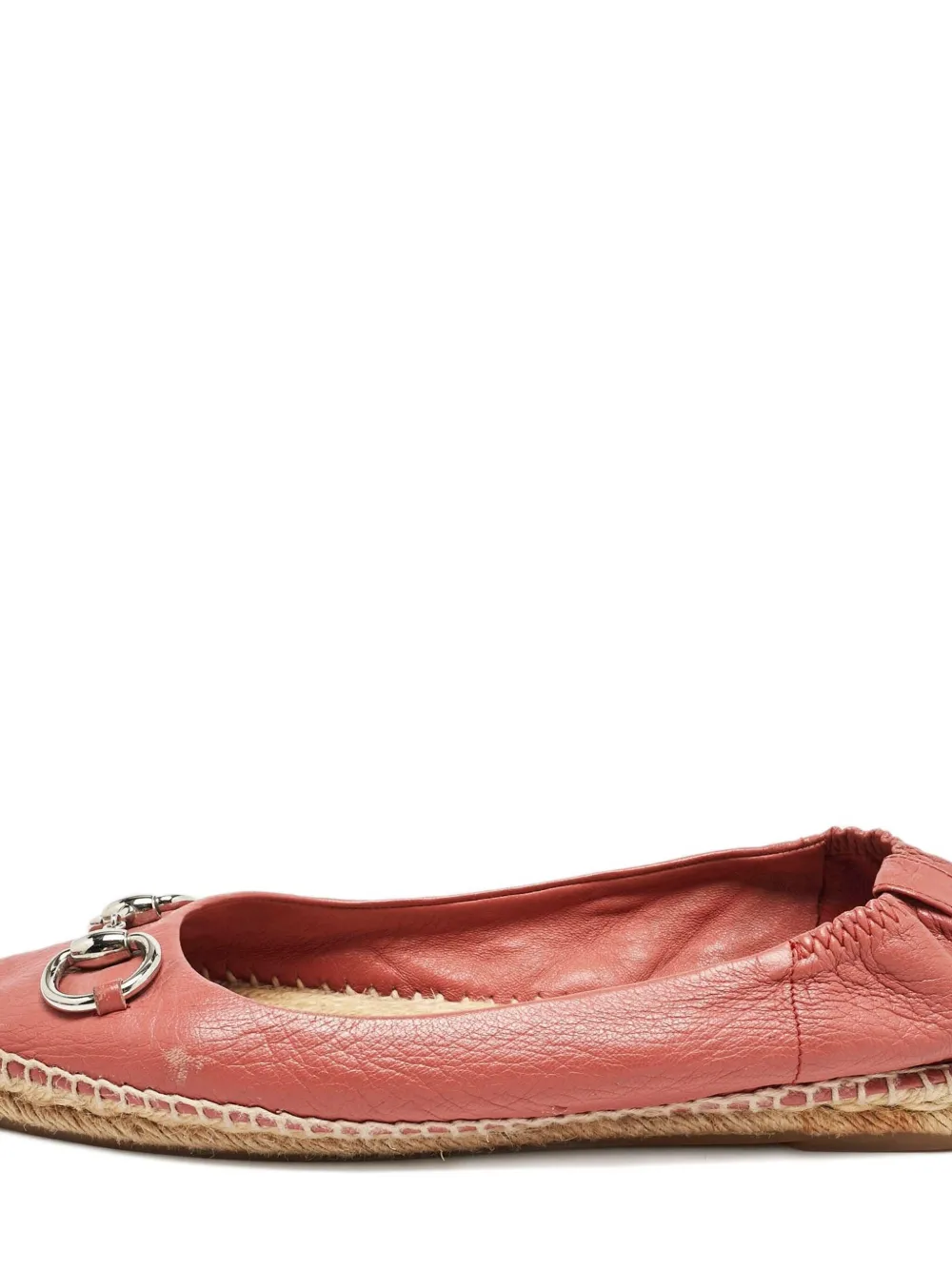 Pre-owned Gucci Horsebit Leather Espadrille Flats In Red