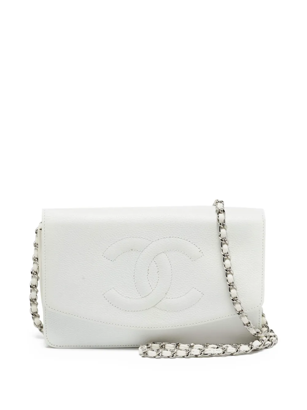 CHANEL Pre-Owned Interlocking CC-logo wallet on chain | White | Image 1