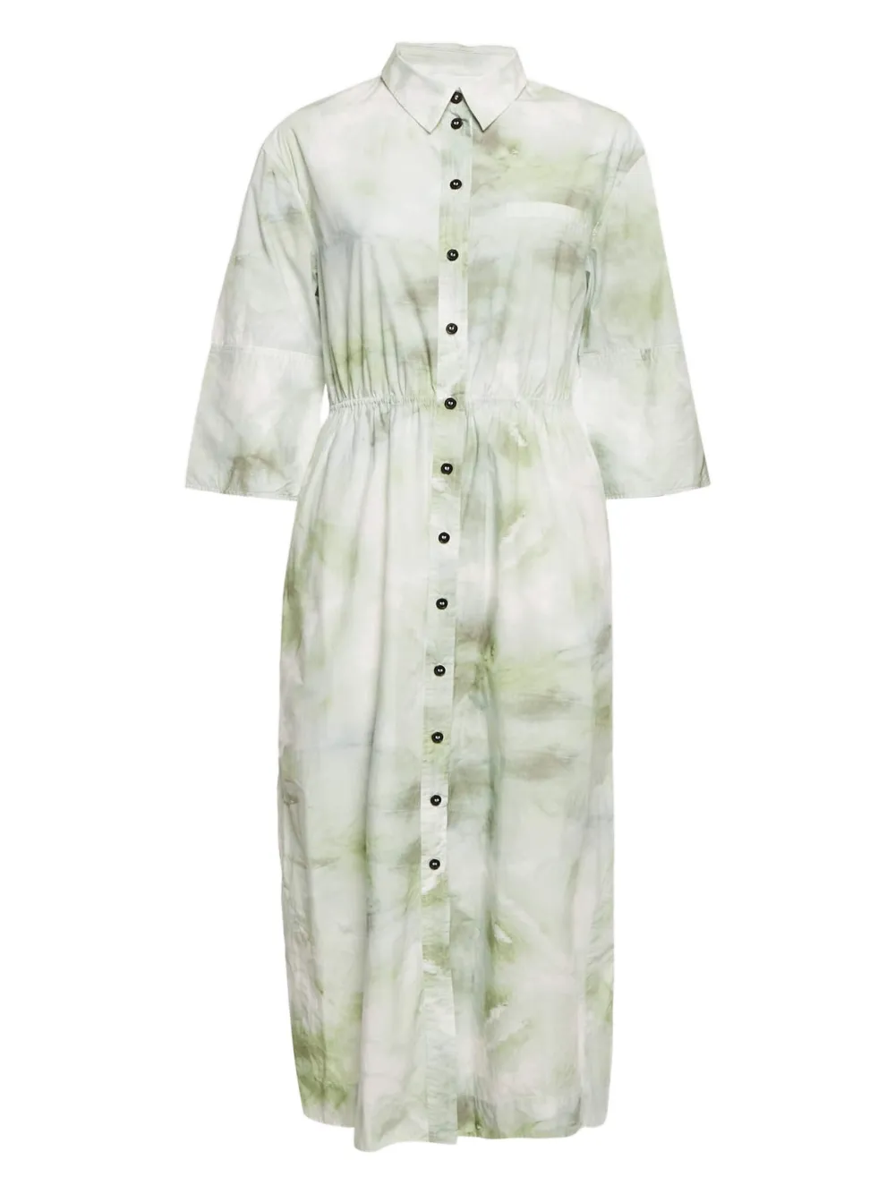 Pre-owned Ganni Tie-dye Shirt Dress In Green