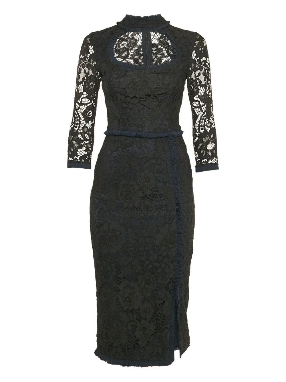 Alexis floral-lace ruffle-detail dress | Black | Image 1