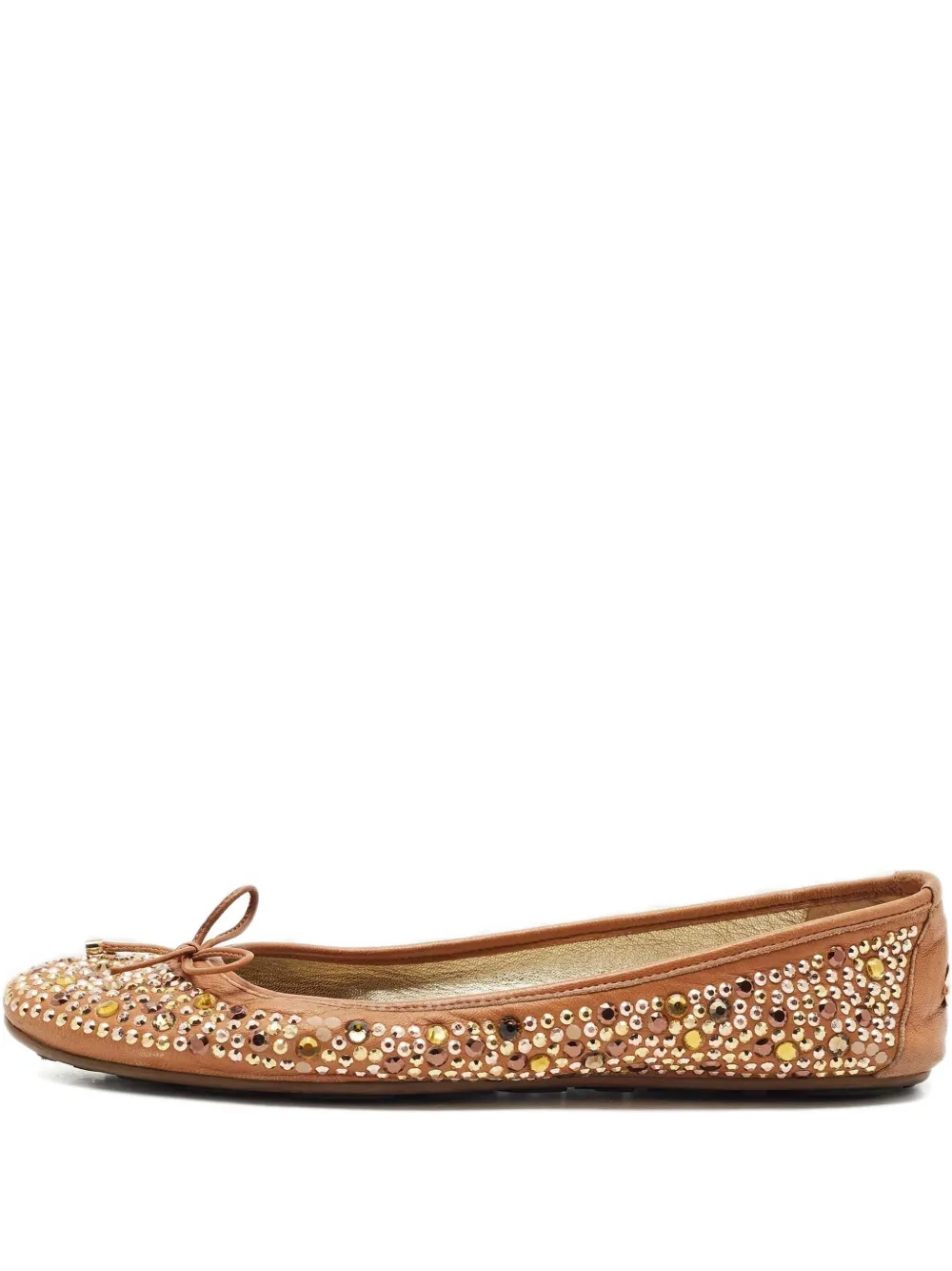 Jimmy Choo Pre-Owned crystal bow ballet flats | Brown | Image 1