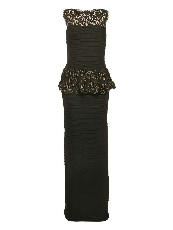 Encaje Vestido Peplum Negro Blusa Vestido Negro Manga Campana