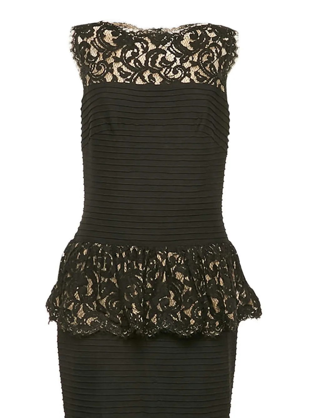 Tadashi Shoji 2023 peplum jurk met kant - Zwart